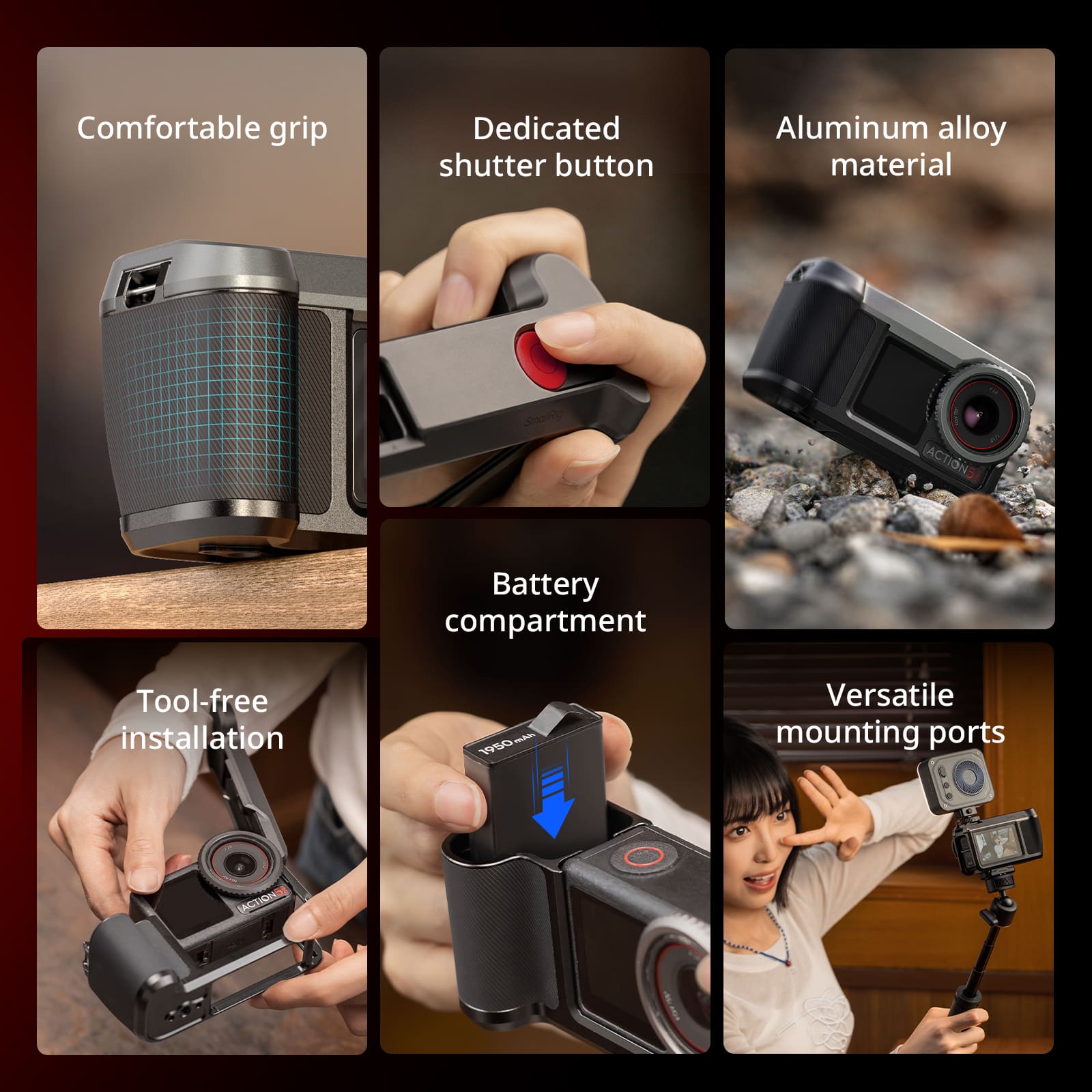 SmallRig 6371 - Cage protettivo con impugnatura per DJI Osmo Action 5 Pro / 4 / 3 - immagine 7